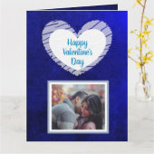 Fijne Valentijnsdag Blauwe Ombre Fotocard Kaart (Gele Bloem)