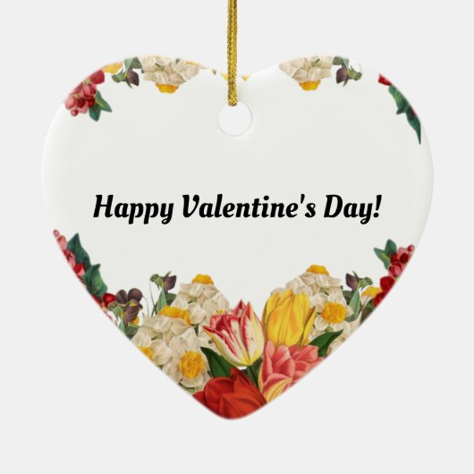 Fijne Valentijnsdag Bloem Foto Bruiloft Keramisch Ornament (Achterkant)