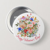Fijne Valentijnsdag bloemen Ronde Button 7,6 Cm (Voorkant /achterkant)