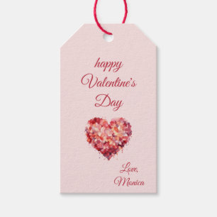 Fijne Valentijnsdag Bloemenhart Aangepast Cadeaulabel