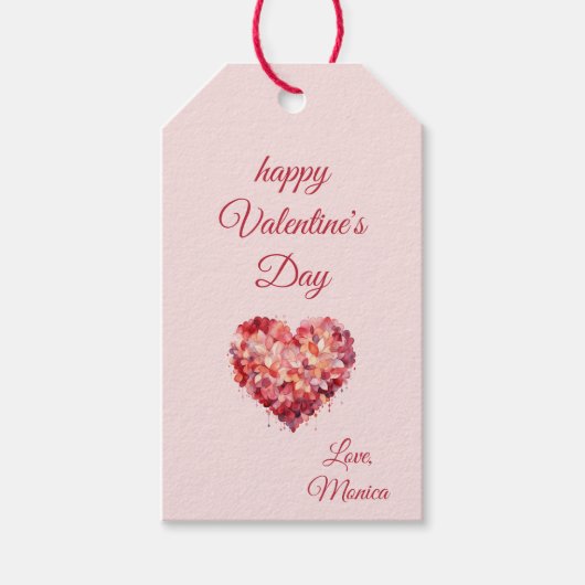 Fijne Valentijnsdag | Bloemenhart | Aangepast Cadeaulabel (Voorkant)