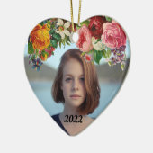 Fijne Valentijnsdag Bloemige Foto Bruiloft Keramisch Ornament (Links)