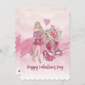 Fijne Valentijnsdag Blonde Vrouw Feestdagenkaart (Voorkant / Achterkant)