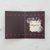Fijne Valentijnsdag! Boho Pink Flowers Hearts Kaart (Binnen)