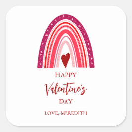 Fijne Valentijnsdag Boho Regenboog & Harten Vierkante Sticker