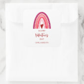 Fijne Valentijnsdag Boho Regenboog & Harten Vierkante Sticker (Tas)