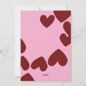 Fijne Valentijnsdag – bordeauxrode harten op roze Feestdagenkaart (Achterkant)