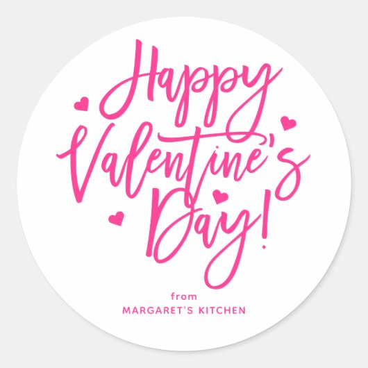 Fijne Valentijnsdag Calligraphy Lettertype Ronde Sticker (Voorkant)
