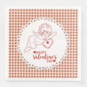 Fijne Valentijnsdag Cherub Cupid Servet (Voorkant)