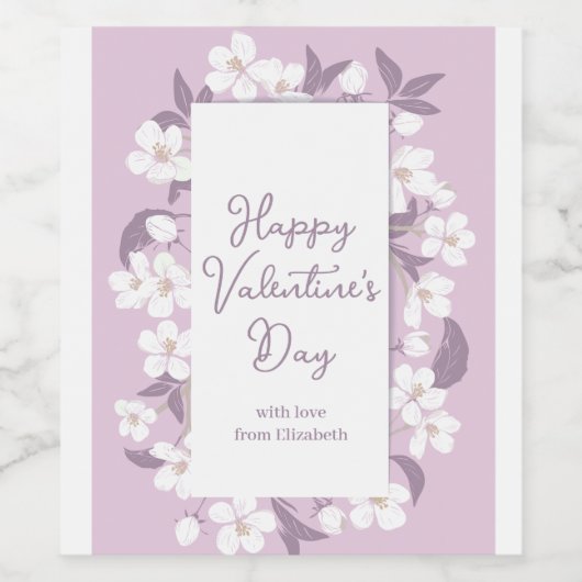 Fijne Valentijnsdag Chic Light Pink Floral Party Wijn Etiket (Enkel label)