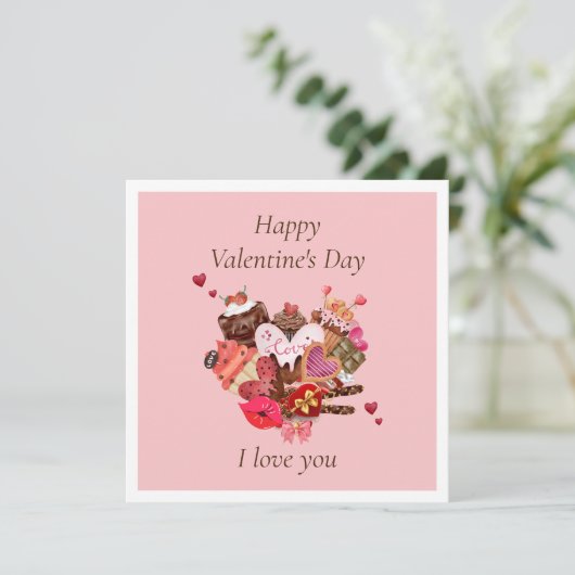 Fijne Valentijnsdag Chocolade Bedankkaart (Staand voorkant)