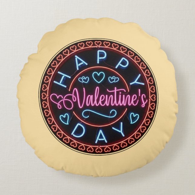 Fijne Valentijnsdag Cirkelontwerp-67128 Rond Kussen (Voorkant)