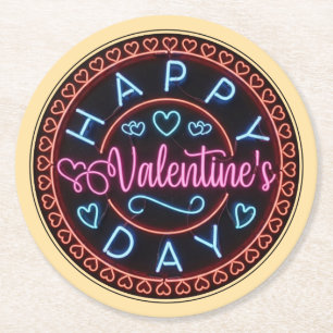 Fijne Valentijnsdag Cirkelontwerp-67128 Ronde Kartonnen Onderzetter