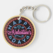 Fijne Valentijnsdag Cirkelontwerp-67128 Sleutelhanger (Achterkant)