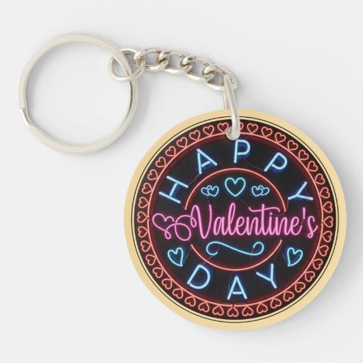 Fijne Valentijnsdag Cirkelontwerp-67128 Sleutelhanger (Voorkant)