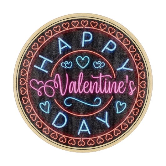 Fijne Valentijnsdag Cirkelontwerp-67128 Snijplank (Voorkant)