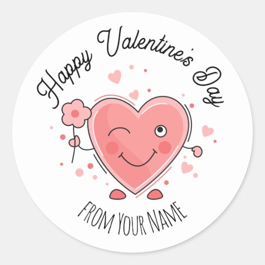 Fijne Valentijnsdag Classic Round Sticker (Voorkant)
