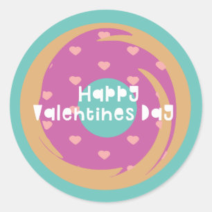 Fijne Valentijnsdag Confetti Hart Marble Donut Ronde Sticker