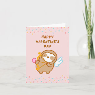 Fijne Valentijnsdag Cupid Luiaard Kaart