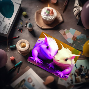 Fijne Valentijnsdag Cute Axolotl Koppel AI kunst Kaart