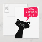 Fijne Valentijnsdag! Cute Black Cat Briefkaart (Voorkant / Achterkant)