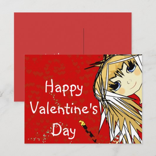 Fijne Valentijnsdag - Cute Girl Feestdagenkaart (Voorkant / Achterkant)