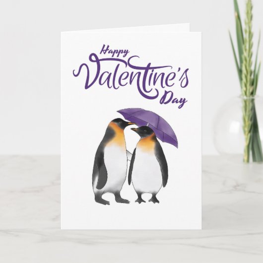 Fijne Valentijnsdag Cute Pinguïns Kaart (Voorkant)