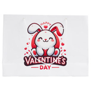 Fijne Valentijnsdag Cute Rabbit Groot Cadeauzakje