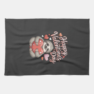 Fijne Valentijnsdag Cute Sloth met Hart T-shirt Theedoek