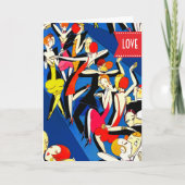 Fijne Valentijnsdag. Dansende koppels Art Deco Feestdagen Kaart (Voorkant)