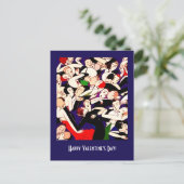 Fijne Valentijnsdag. Dansende koppels Art Deco Feestdagenkaart (Staand voorkant)