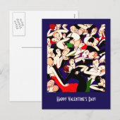 Fijne Valentijnsdag. Dansende koppels Art Deco Feestdagenkaart (Voorkant / Achterkant)