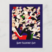 Fijne Valentijnsdag. Dansende koppels Art Deco Feestdagenkaart (Voorkant)