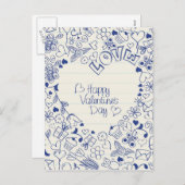 Fijne Valentijnsdag doodles! Feestdagenkaart (Voorkant / Achterkant)