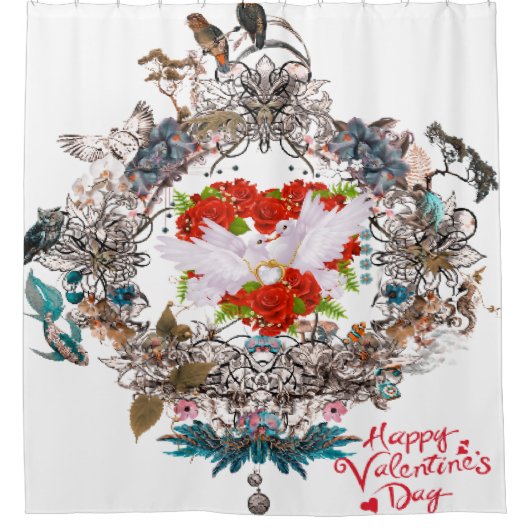 Fijne valentijnsdag douchegordijn (Voorkant)