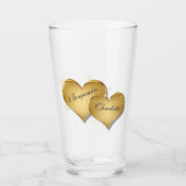 Fijne Valentijnsdag Elegant Golden Hearts Glas (Voorkant)