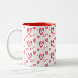 Fijne valentijnsdag elegante kleurrijke harten tweekleurige koffiemok