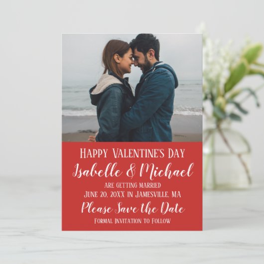 Fijne Valentijnsdag en sla de Datum fotokaart op Kaart (Staand voorkant)