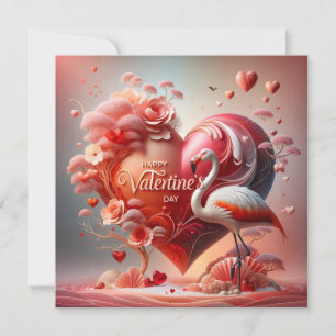Fijne Valentijnsdag Flamingo Feestdagenkaart