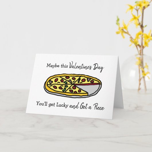 Fijne Valentijnsdag Flirterige Pizzagrappen Kaart (Gele Bloem)