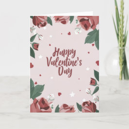 Fijne Valentijnsdag Floral Roos hart Kaart