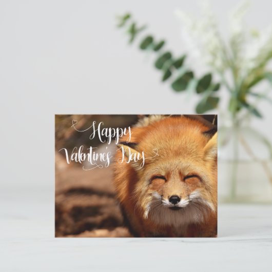 Fijne Valentijnsdag Fox Briefkaart (Staand voorkant)