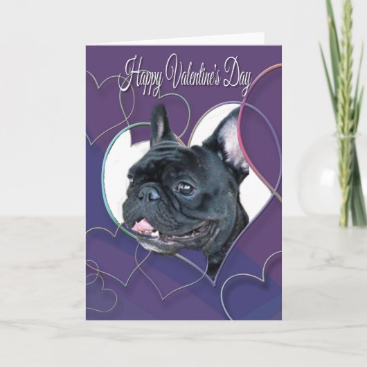 Fijne Valentijnsdag Franse Bulldog Kaart (Voorkant)