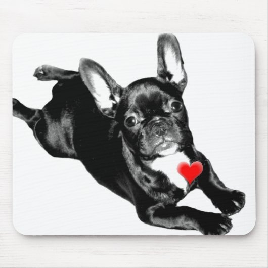 Fijne Valentijnsdag Franse Bulldog mousepad Muismat (Voorkant)