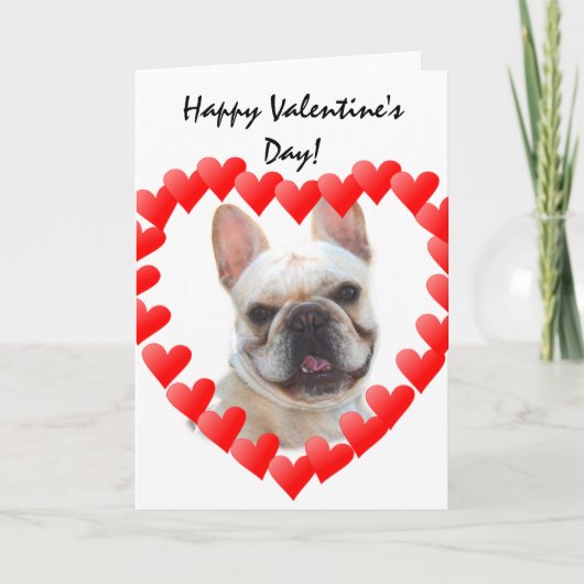 Fijne Valentijnsdag Franse Bulldog wenskaart Feestdagen Kaart (Voorkant)