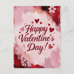 Fijne Valentijnsdag! Geschilderde penseelstreken Feestdagenkaart