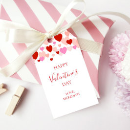 Fijne Valentijnsdag Gift Tag, Rode & Roze Harten Cadeaulabel