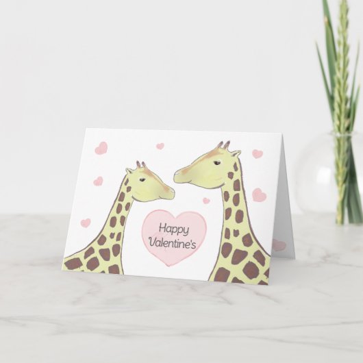 Fijne Valentijnsdag Giraffe koppel Kaart (Voorkant)