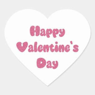 Fijne Valentijnsdag Glitter Hart Sticker