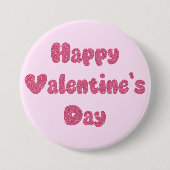 Fijne Valentijnsdag Glitter Knop Ronde Button 7,6 Cm (Voorkant)